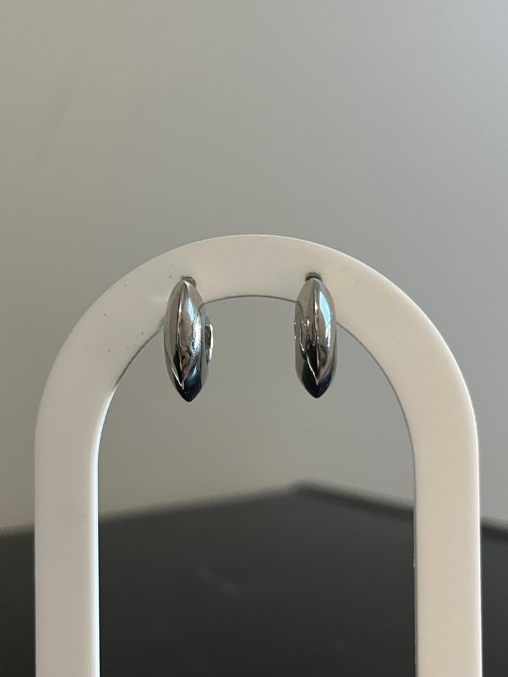 LOFT Polished Silver Hoop Huggie Earrings - Sleek Minimalist Design